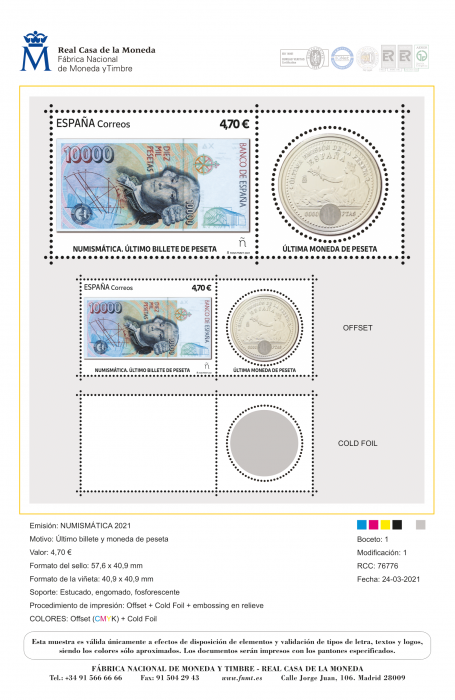 NUMISMÁTICA 2021 Último billete y moneda de peseta
